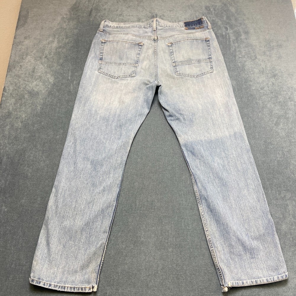 Nautica Jeans Co. Mens 36x32 Blue Denim Relaxed Fit Straight Leg Casual Logo